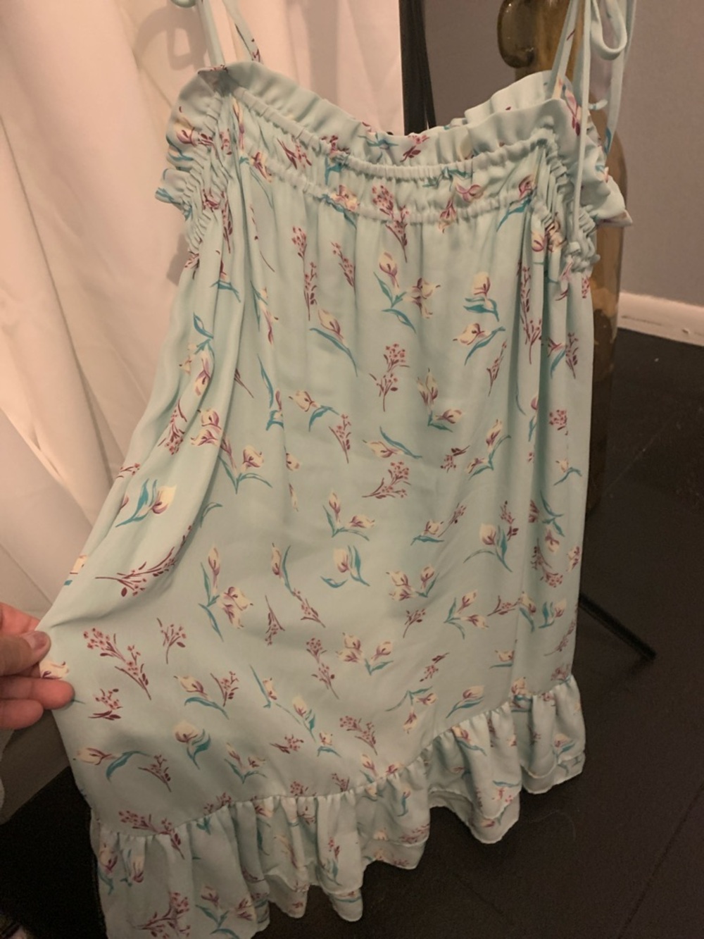 Gianni Bini Mint Floral Ruffle Mini Dress